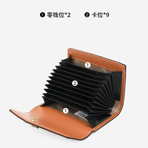皮尔卡丹（PIERRE CARDIN）包包女士卡包风琴包时尚多卡位名片包零钱包卡套配礼盒礼物送女友 卡其色 32个 105*25*80 mm