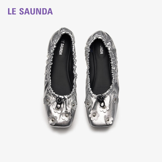 Lairsdan [Princess Princess] 2025 Spring and Summer New Fashion Lightweight Comfort Patent Leather Sheepskin Comfort Single Shoes Women 6M15901 Technology Silver SVK 37 (235mm)
