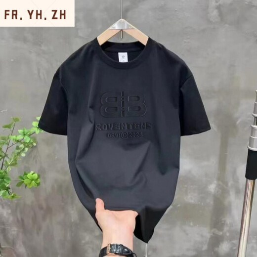 FR.YH.ZH电迈服饰新款立体钢印双B字母休闲T恤 YS 9856男女款 白色 M 90-110