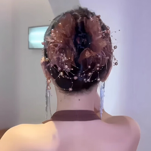 两世欢牡丹花羽毛流苏抓夹女2025新款发夹后脑勺显发量蓬松高颅顶鲨鱼夹 咖色牡丹花抓夹
