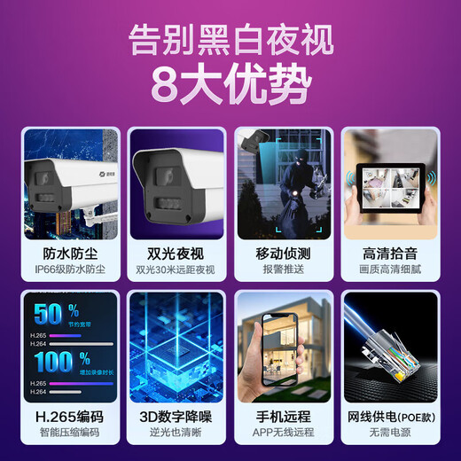 海康威视（HIKVISION）皓视通监控摄像头套装8路300万高清全彩夜视手机远程监控POE监控器 含4TB硬盘 IPC23V2