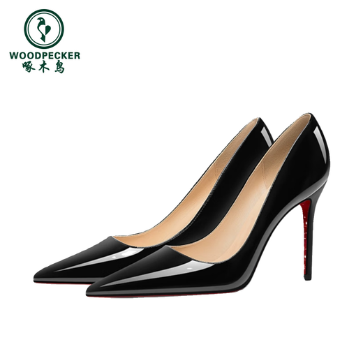 В дятерея с кафеткой Red Seale High Heels Женские стройные каблуки весна и осень 2025 г. Новые красивые сексуальные свадебные туфли черная патентная кожа.
