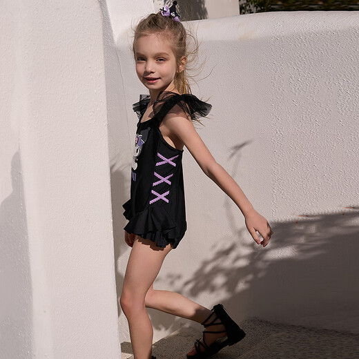 Adore Children's Spring New Product Girls' Cute and Cool Black Swan Coolomi One-piece Swimsuit Set Professional Sunscreen and Chlorine Resistant Swimwear Black Swan Coolomi 120 (34-48Jin Jin equals 0.5kg)