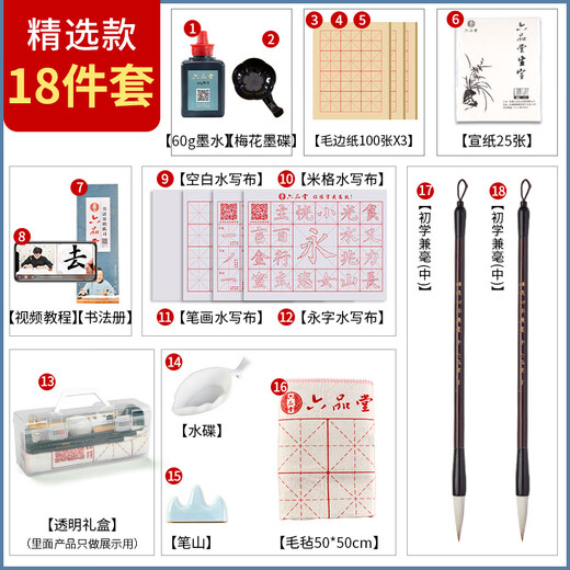 Liupintang brush calligraphy special beginner's entry set four treasures of the study for adults to practice brush calligraphy tools paper copybook water writing cloth primary school students practice children's pen and ink paper and inkstone complete set
