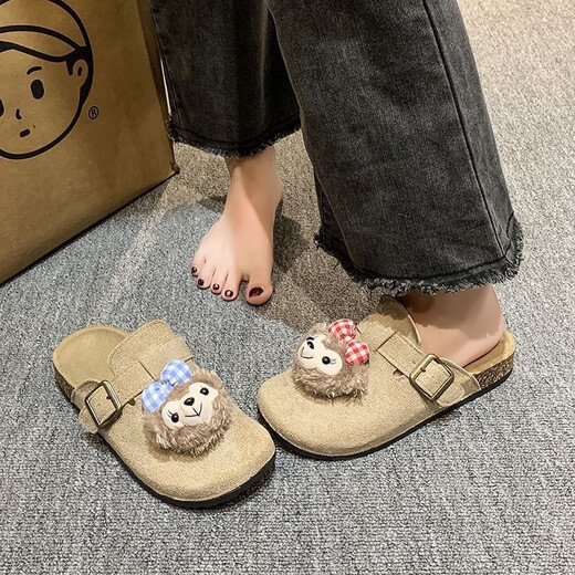 Qisiman Internet Celebrity Linda Bolsa de dibujos animados de dibujos animados para mujeres en primavera y verano Nuevo nicho de nicho liviano Casa suave Birkenstock Zapatos para mujeres Versión mejorada #Birkenstock Light Khaki Mandarin Duck Shirley Mei 38 3937/38 Tamaño