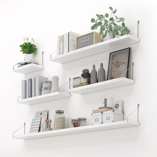 Anya wall storage rack without punching wall hanging kitchen one-word partition shelf wooden bookshelf storage shelf 1