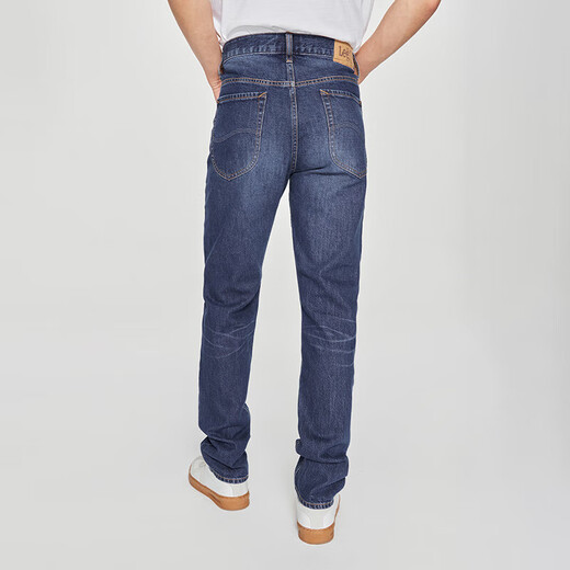 Lee25 new product 723 slim mid-waist straight mid-dark blue men's jeans casual trend