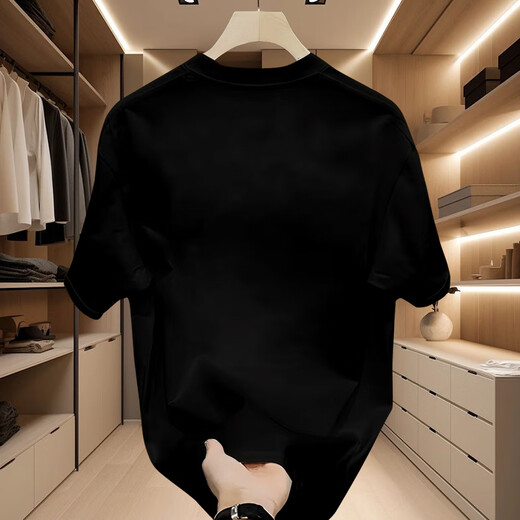 LEFT SPORTS heavy short-sleeved T-shirt for men 2025 summer new sports loose short-sleeved suit for men fashionable and versatile and simple black XL (recommended weight 155-175 Jin [Jin equals 0.5 kg])