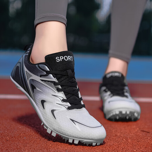Difuni track and field spikes for female professional sprint students high school entrance examination competition spike shoes for girls long jump candidates track and field running shoes white powder eight spikes standard size 38