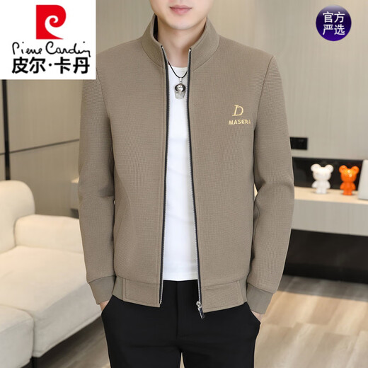
Pier Cardin Spring Standing Collar Jacket Men's 2024 Spring and Autumn Korean Style Casual Jacket Sweater Sexy Men's All-match Clothes Khaki 695 XL About 120-135Jin [Jin equals 0.5 kg]