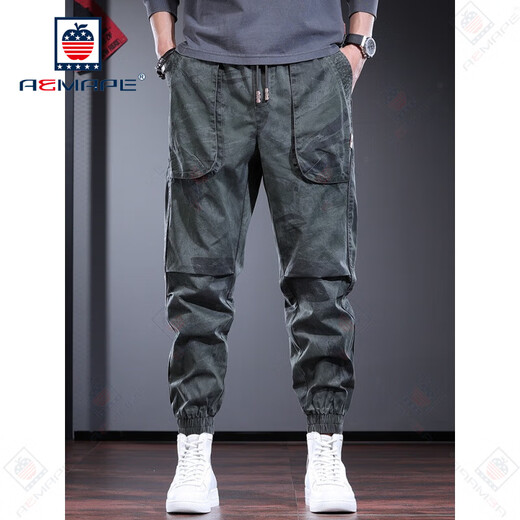 AEMAPE Pantalones casuales Camuflaje de moda Men Summer NUEVO Pantalones de corbata suelta Pantalones de empate