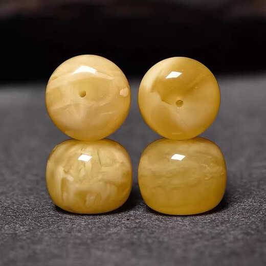 Jinqi raw mineral beeswax single bead, Russian material pier, drum beads, separated beads necklace, safety buckle pendant, monkey head bracelet, cultural toy accessories, diameter 14mm