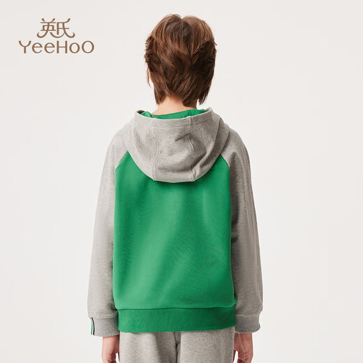 Yeehoo Kinder Sweatshirts Jungen Kleidung Herbst Fashion Casual Kapuze Langarmed Tops Herbst Neue Kleidung mittelgroß und große Kinderkleidungsbuchstaben Emerald Green 150