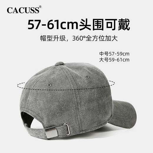 CACUSS帽子男士春季大头围棒球帽户外遮阳鸭舌帽百搭显脸小休闲帽 灰色