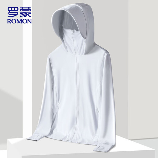 ROMON Ice Silk Sun Protection Clothing Men's Summer UPF50+ Anti-UV Sun Protection Clothing Men's Thin Fishing Jacket Jade White L