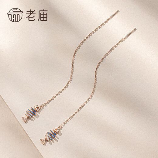 Old temple fire color silver earrings s925 silver inlaid zircon women's ear wire cute cartoon fashion gift for girls on Valentine's Day s925 silver color fish ear wire
