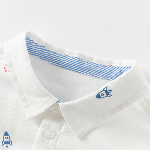 DAVE&BELLA children's shirts, boys' long-sleeved shirts, casual male baby clothes, children's tops, spring new toddler children's clothes, white background printing, in stock 110 cm (recommended height 100-110cm)