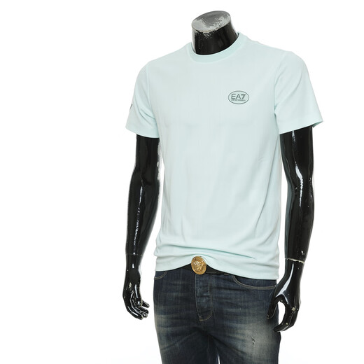 Armani / Armani EA7 Eagle Mark Mark Slim Slim Elastic Tripted à manches courtes 7M000041 AF13916 CYAN U9060 L