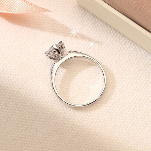 AVHE white 18K gold platinum cultivated diamond wedding ring 1 carat large diamond ring for women Luxuriously set bouquet of artificial diamonds Platinum heart claw bouquet - D color 20 points cultivated 18K gold diamond ring