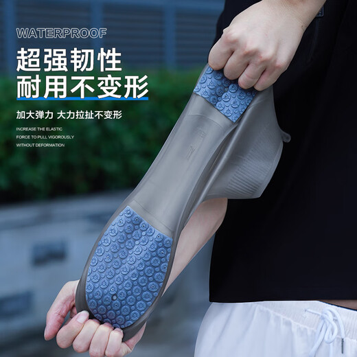 JCZS雨鞋品质男款鞋套防雨防水防滑加厚耐磨水鞋雨靴雨天外穿硅胶雨鞋 中筒茶色 M【适合34-36码】