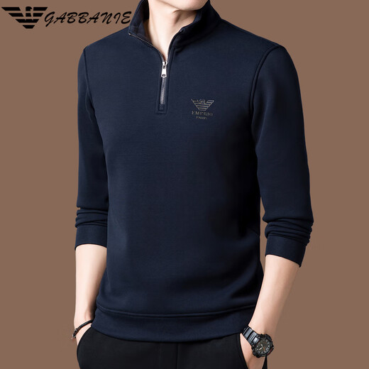 
Emporio Armani authentic Armani high-end men's long-sleeved T-shirt for autumn and winter plus velvet stand collar zipper sweatshirt base shirt trend 3291 blue 180/2XL [recommended 150-170Jin [Jin equals 0.5 kg]] All size