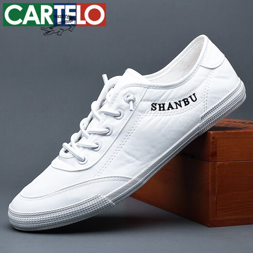 
CARTELO 2025 summer new breathable ice silk canvas shoes for men with one foot casual low top Korean versatile board shoes men's cloth shoes Khaki 751-878 38