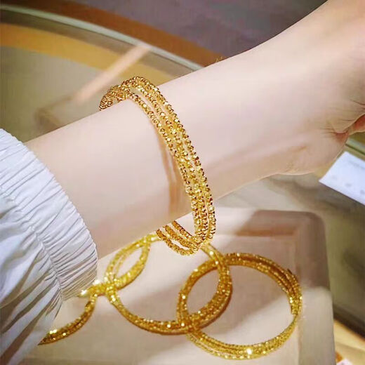 Shiyi's new 18k gold bungee three-circle memory elastic bracelet for women broken gold bracelet gift flash solid bracelet