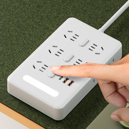 Sushi Helmo double row separate control + two-color night light 2USB + Type-C conversion plug/one-turn multi-socket/conversion socket/power converter 0.1 meter suitable for study and office