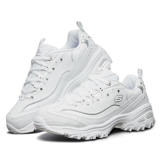 Skechers Damenschuhe Herbst und Winter 2025 Neue kleine weiße Schuhe dicker Locked Height-verstärkt Daddy Schuhe Panda Schuhe Sneakers Leichte Freizeitschuhe 11979-WSL 35