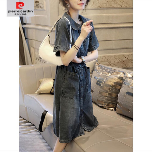 
Pierre cardin [1477 people praised] European station 2025 summer new loose large size denim dress for women mid-length picture color 9800 models 3XL 145-165Jin [Jin equals 0.5 kg]