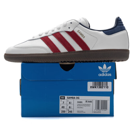 Adidas Clover men's and women's casual shoes 2025 Autumn Samba OG retro pharmacy shoes casual comfort sneakers IH4881/bright white/deep indigo/victory red 37