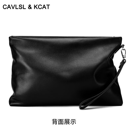 CAVLSLKCAT MEMS Sac à main Geothe Super Cuir Grochet grande capacité Zipper Hand Grab Enveloppe Sac Couche de tête de vache d'anniversaire Valentin de la Saint-Valentin Black Large taille 30 * 20 * 3CM