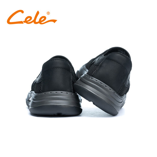 策乐网面鞋男2025夏季新款大网眼透气男士轻便套脚鞋子舒适宽头男鞋 黑色 42