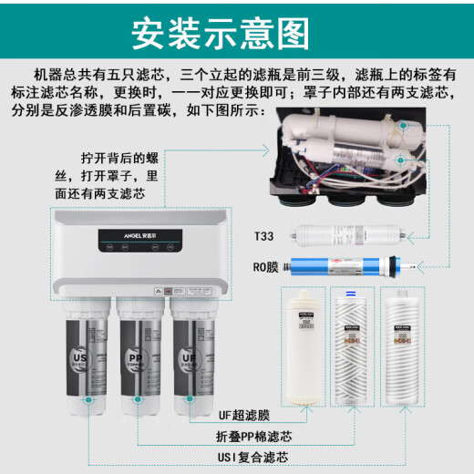 
Angel water purifier filter element original genuine A4/A6/J2305-ROB8/J1205-ROB8c/j1105/J2375 First three levels)A4,A6,J2305-ROB8
