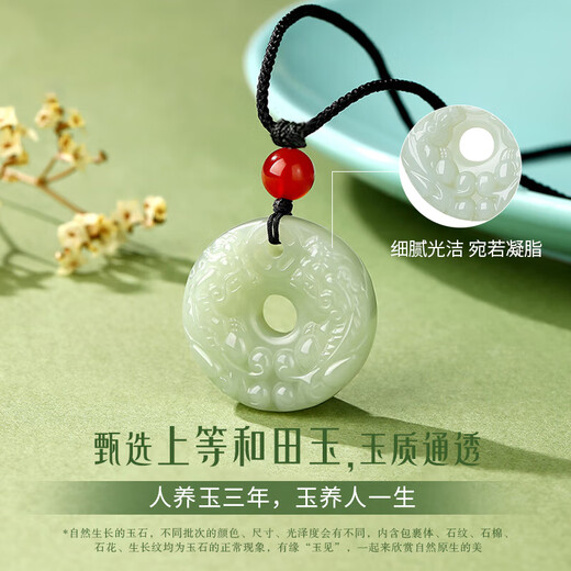 ALLOVE Pixiu Hetian Jade Pendant for Men and Women Safety Button Jade Pendant Necklace Birthday Gift for Boyfriend and Husband Practical for Marriage