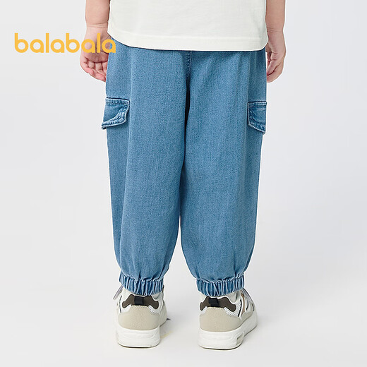 巴拉巴拉童装儿童长裤工装牛仔裤男童裤子夏季宽松束脚裤时尚百搭 牛仔中蓝88201 120