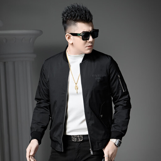 Aoshengte Light Luxury Herren -Freizeitjacke trendy und gutaussehend 2025 Neue Spring Baseball Jacke Herren Spring Top 9227# Black XL 52/175