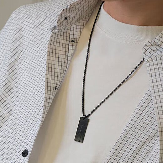 Calvin Klein geometric era CK men's necklace small square stainless steel ins minimalist tough guy style gift for boyfriend Guangzhou warehouse black small square 35000059
