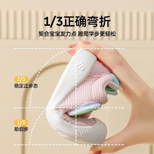 婧麒童鞋宝宝鞋子春季新款男童女童婴儿学步鞋防滑婴儿鞋 奶白 15 码 (内长12cm 脚长11.5cm)