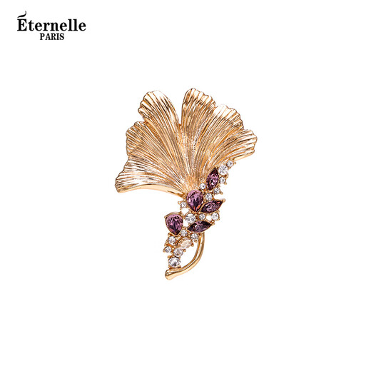 Eternelle French eternal ginkgo leaf brooch high-end exquisite European and American light luxury accessories crystal corsage brooch