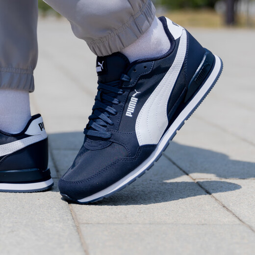 彪马（PUMA）男鞋女鞋 2025秋季新款低帮运动鞋轻便透气跑步鞋复古休闲鞋子男 384857-02/ 午夜蓝-彪马白 35.5