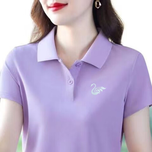 贝吉棋大码妈妈装夏季品质POLO上衣短袖新款运动休闲宽松翻领 粉色-6623 XL (建议110-125斤)