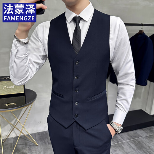 Farmontje Anzug Weste Set Herrenhochzeitsbräutigams-Gruppengeschäft Casual Large Size Workwear Weste Professionelle Herrenkleidung Schwarz Weste + Krawatte 4xl [155-170jin [Jin ist 0,5 kg]]
