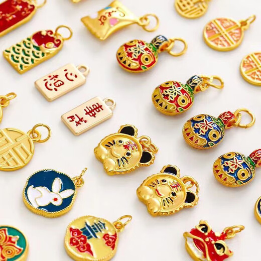 Yililuo diy jewelry accessories materials bracelet necklace transfer beads lucky bag sand gold alloy dripping oil safe buckle accessories pendant bracelet accessories random 10 pieces