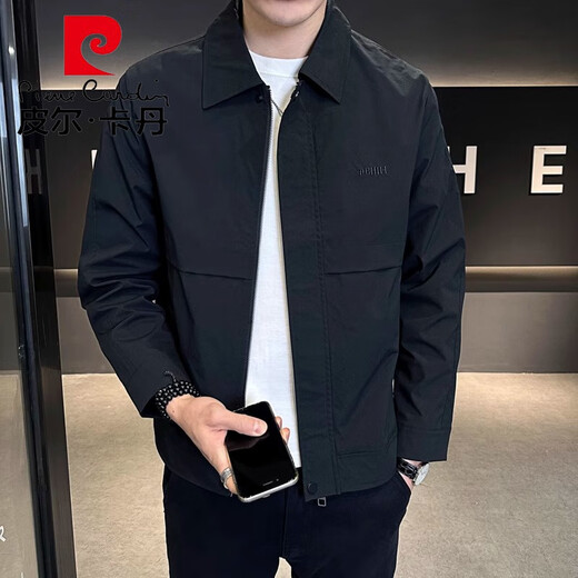 Pierre Cardin high-end executive jacket men's spring and autumn 2025 new versatile business casual lapel top men's black XL 130-145Jin Jin equals 0.5 kg