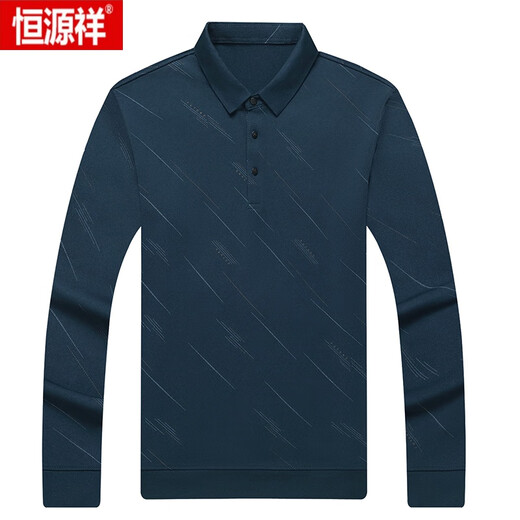 
Hengyuanxiang (HYX) men's T-shirt long sleeves 2024 new pure cotton middle-aged base POLO shirt men's dad spring top T navy blue q826 165 suggestions 90-120Jin [Jin equals 0.5 kg] M