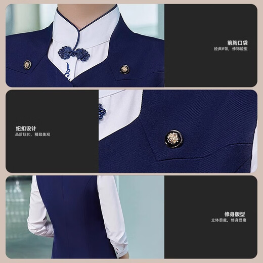 北罗高端酒店前台服务员马甲工作服定制女员工接待背心套装印图案logo 【单衬衫】XTZYZ-6628长袖女款 M