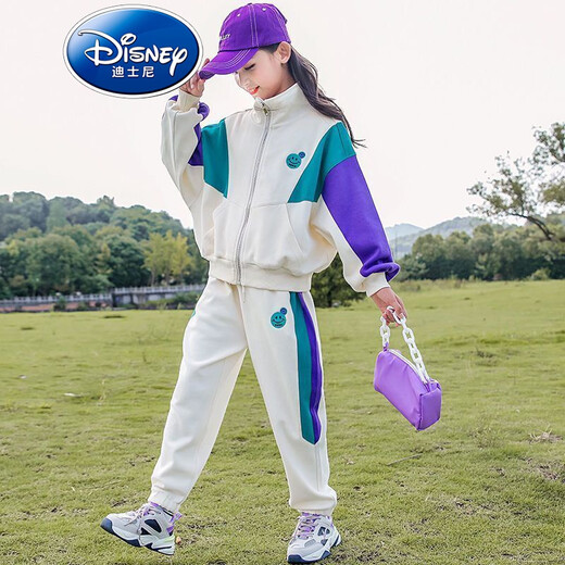 
Disney brand children's clothing girls internet celebrity sports suit autumn clothes new style mid-large children's fashionable sweatshirt girls spring and autumn two-piece set BQ1389 gray 130