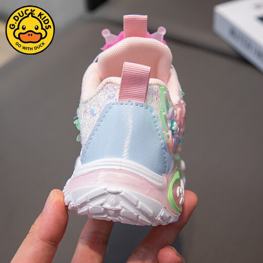 GDUCK KIDS little yellow duck girl cartoon rotating button sports shoes 2025 spring and autumn new children's soft sole kromi light old 838 pink 36 inner length 22cm