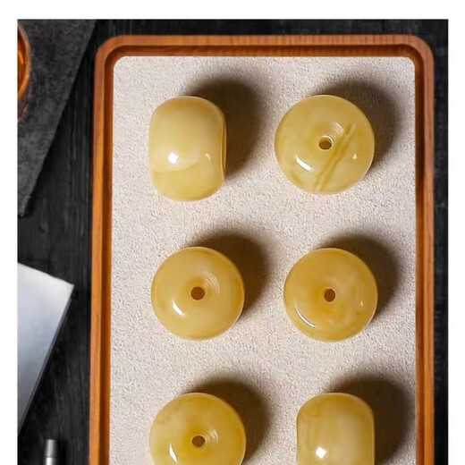 Jinqi raw mineral beeswax single bead, Russian material pier, drum beads, separated beads necklace, safety buckle pendant, monkey head bracelet, cultural toy accessories, diameter 14mm